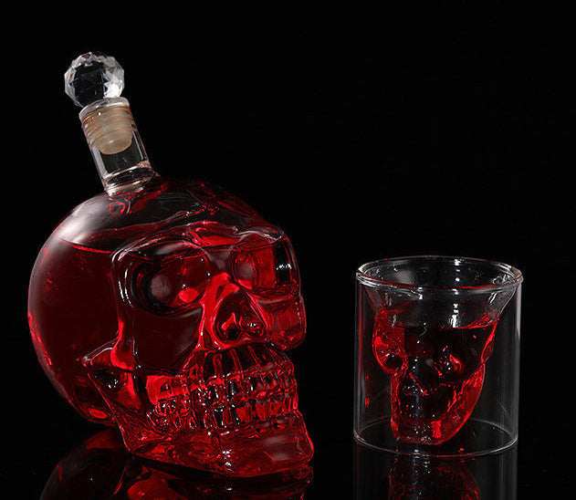 Stylish double-walled skull head glass beer cups, heat-resistant, perfect for unique Korean-inspired aesthetics A&S Collection
