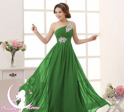 Evening dress one-shoulder dinner banquet long banquet A&S Collection