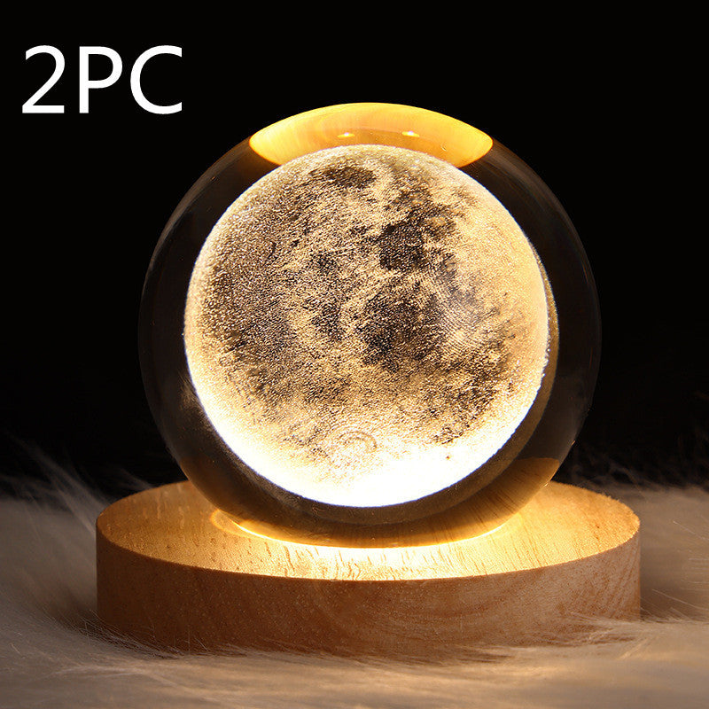 Luminous Starry Sky And Planets Moon Moon Crystal Ball Small Night Lamp Projection Ambience Light Creative Gift New Strange Gift A&S Collection