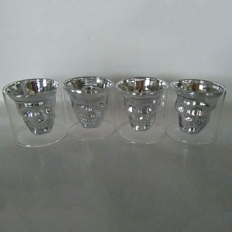 Stylish double-walled skull head glass beer cups, heat-resistant, perfect for unique Korean-inspired aesthetics A&S Collection