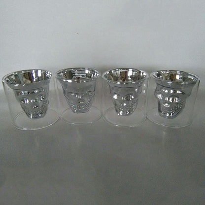 Stylish double-walled skull head glass beer cups, heat-resistant, perfect for unique Korean-inspired aesthetics A&S Collection