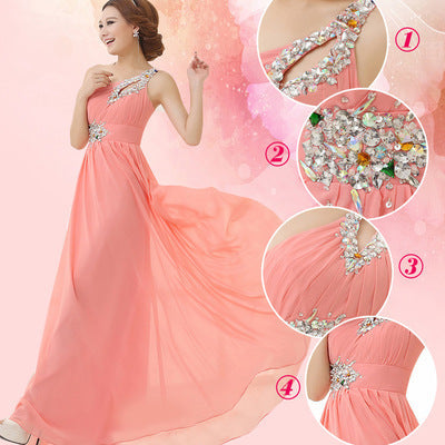 Evening dress one-shoulder dinner banquet long banquet A&S Collection