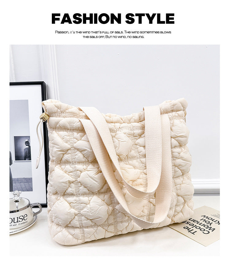 Elegant cloud tote: spacious, single shoulder, and soft down design A&S Collection