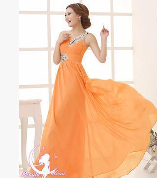 Evening dress one-shoulder dinner banquet long banquet A&S Collection