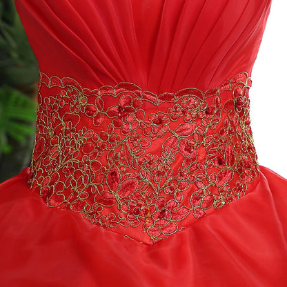 Tube Top Bride Red Wedding Dress Large Size A&S Collection