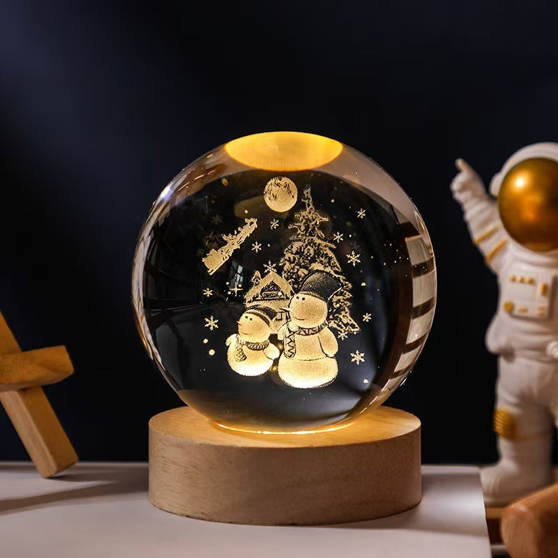 Luminous Starry Sky And Planets Moon Moon Crystal Ball Small Night Lamp Projection Ambience Light Creative Gift New Strange Gift A&S Collection
