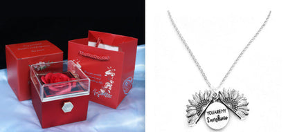 Rotating Soap Flower Rose Gift Box Creative Rotating Rose Jewelry Packaging Box Valentine's Day Gift For Women A&S Collection