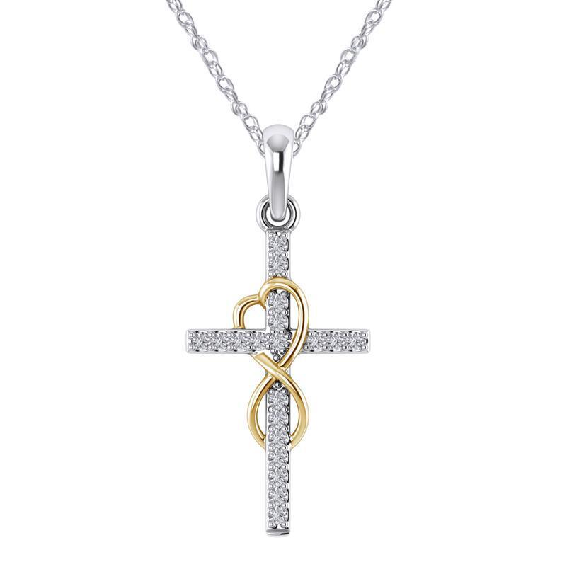 Stunning Alloy Pendant Necklace: Featuring Sparkling Diamonds and an Elegant Infinity Cross Design – Perfect for Adding Timeless Grace to Your Style CJ