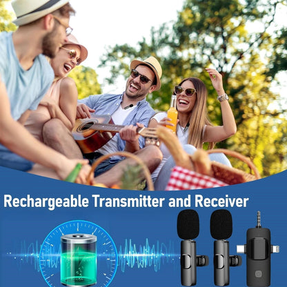 Wireless Collar Clip Microphone - 3-in-1 Design with Multi-Connector & 35-Hole Superior Sound Quality CJ