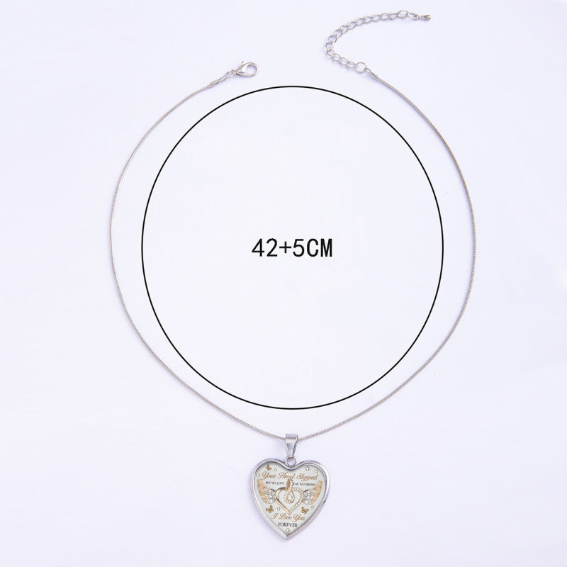 New drop glue peach heart necklace for your love never stops letter collar trend elegant women's style A&S Collection