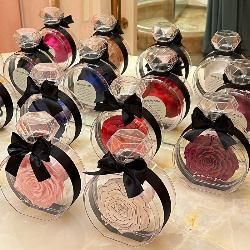 Natural Eternal Flower Ornaments Transparent Cover Dried Rose Gift Box For Christmas New Year Valentine's Day Home Decor A&S Collection
