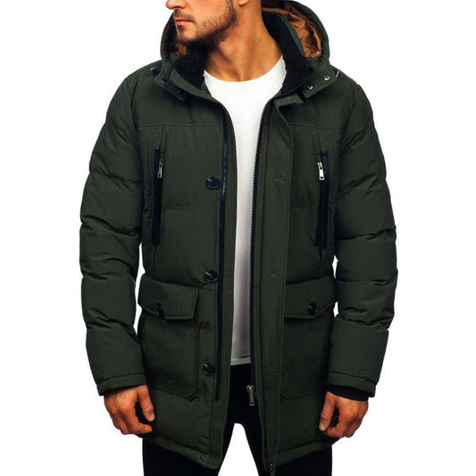 This sleek black hoodie features a straight hem and lapel zipper, ideal for casual winter wear with a modern, youthful touch A&S Collection