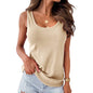 Women's U-Neck Ribbed Vest Top - Loose Fit Outer T-Shirt for Casual Comfort CJ