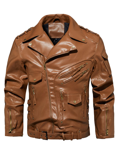 Motorcycle Leather Jacket, Punk Style PU Jacket A&S Collection