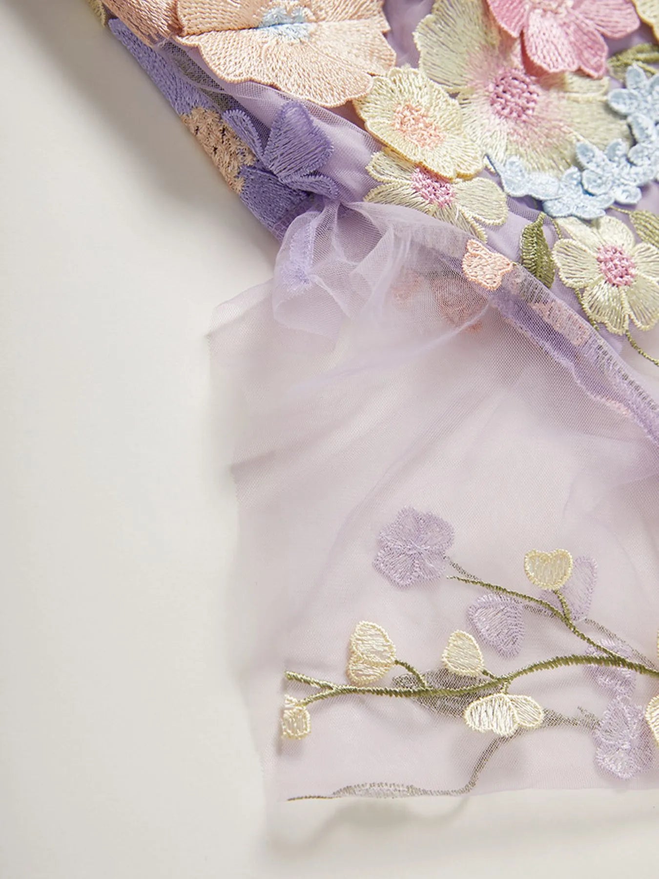 Floral Embroidered Mesh Overlay Maxi Dress.