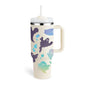 40 Oz Tumbler With Handle Straw Insulated, Stainless Steel Spill Proof Vacuum Coffee Cup Tumbler With Lid Tapered Mug Gifts For Valentine Lover Suitable For Car Gym Office Travel A&S Collection