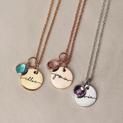 Personalized Name Engraving Necklace Birthstone Pendants Stackable Jewelry Birthday Gift For Women Mom Wife Daughter Friend A&S Collection