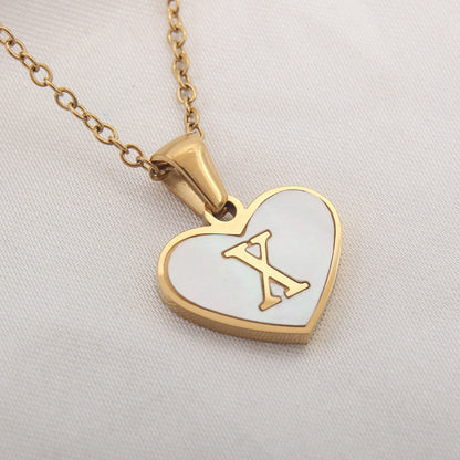 26 Letter Heart-shaped Necklace White Shell Love Clavicle Chain Fashion Personalized Necklace For Women Jewelry Valentine's Day A&S Collection