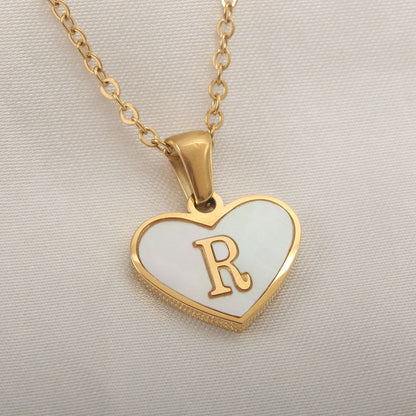 26 Letter Heart-shaped Necklace White Shell Love Clavicle Chain Fashion Personalized Necklace For Women Jewelry Valentine's Day A&S Collection