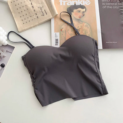 ITOOLIN Fashion Backless Tank Tops Cute Crop Tops For Women Slim Elastic Camisole Ice Silk Women Spaghetti Camis With Bra Pad A&S Collection