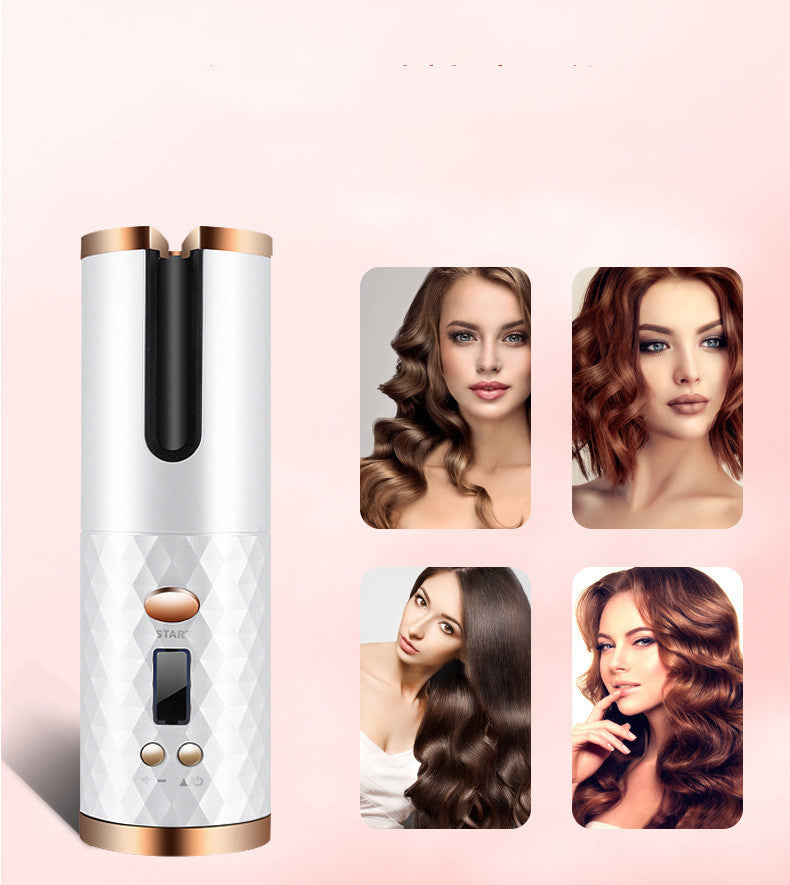 Rechargeable Automatic Hair Curler Women Portable Hair Curling Iron LCD Display Ceramic Curly Rotating Curling Wave Styer CJ