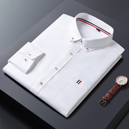 Men's long-sleeved shirt Korean version trend slim youth white shirt men's pointed neck inch shirt A&S Collection