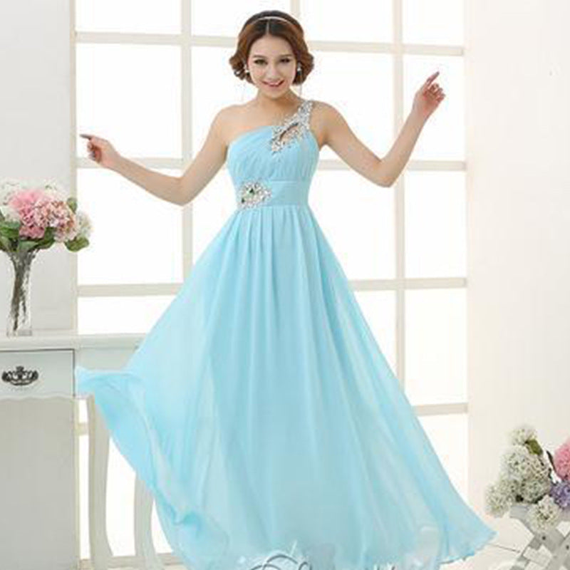 Evening dress one-shoulder dinner banquet long banquet A&S Collection
