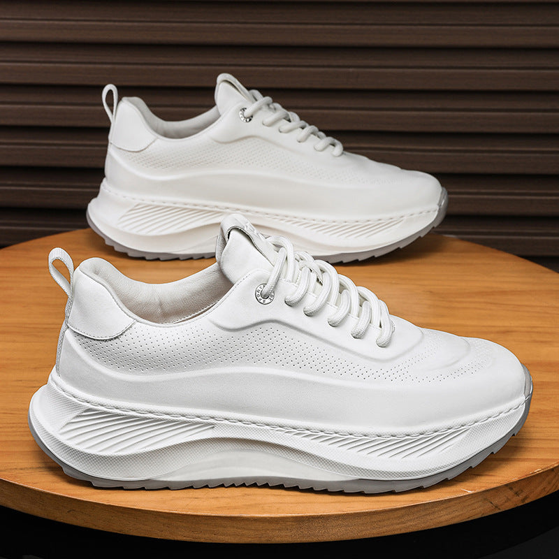 Trendy Thick-Soled Men's Sneakers: Breathable Lace-Up Dad Shoes for Casual Comfort A&S Collection