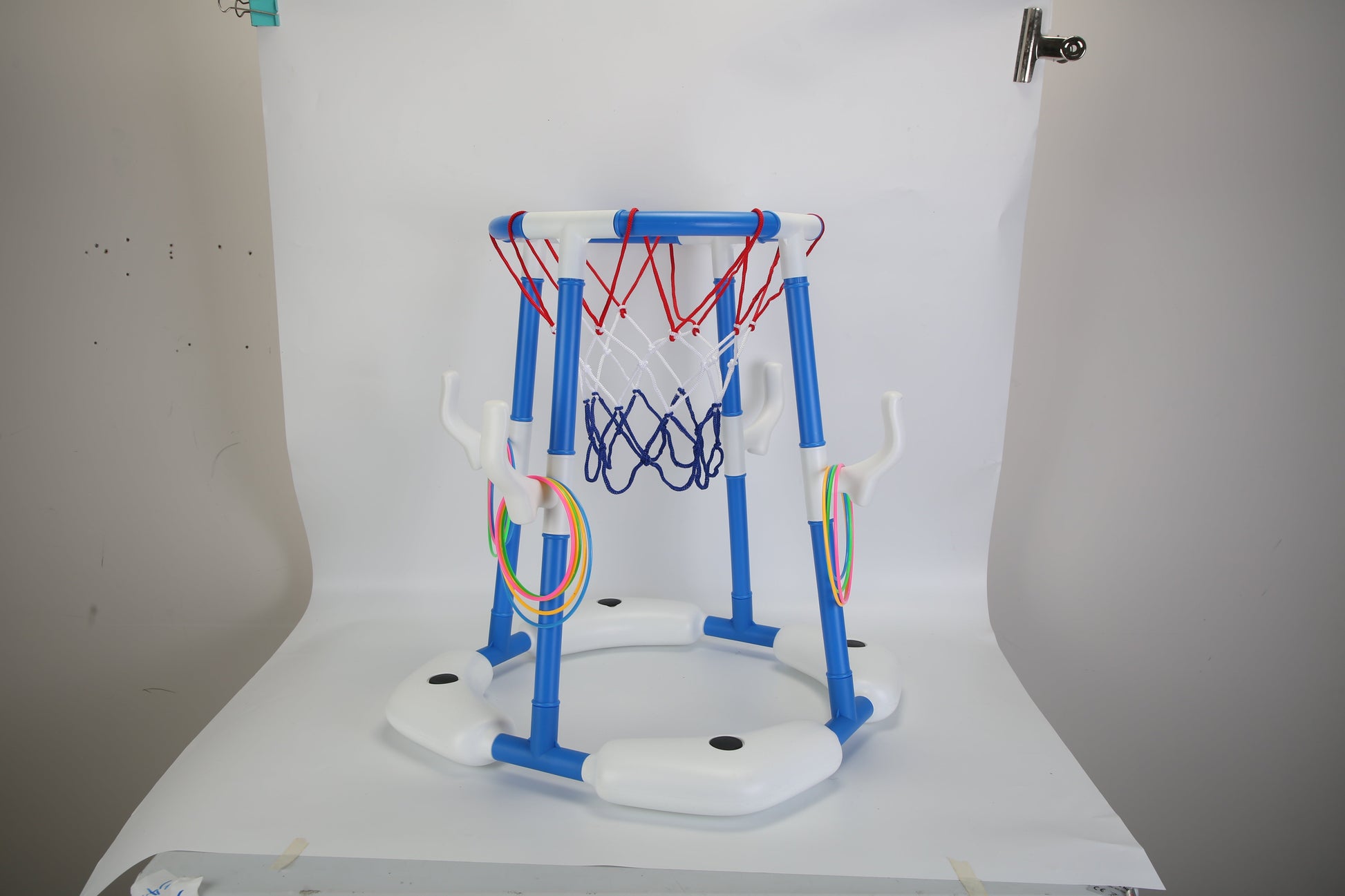 1Set Summer Pool Basketball Hoop Toy Set With 4 Basketballs 4 Circles Floating Swimming Pool Basketball Games Poolside Water Play Toy For 3 To 12Years Old Kids Adults A&S Collection
