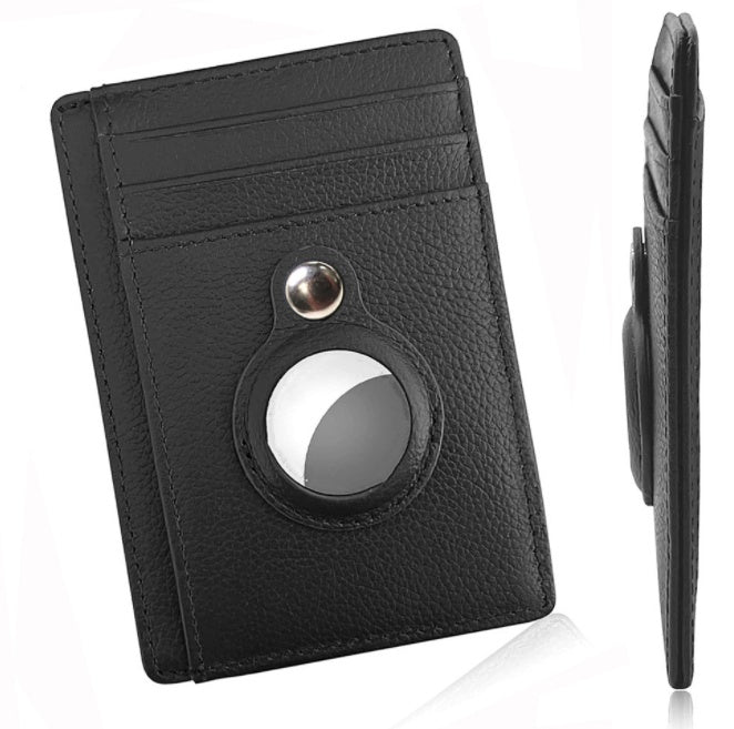 AirTag Wallet Anti Theft Bullet Card Bag Multi-functional Rfid Card Holder Men's Leather Slim Wallets For Airtag Air Tag A&S Collection