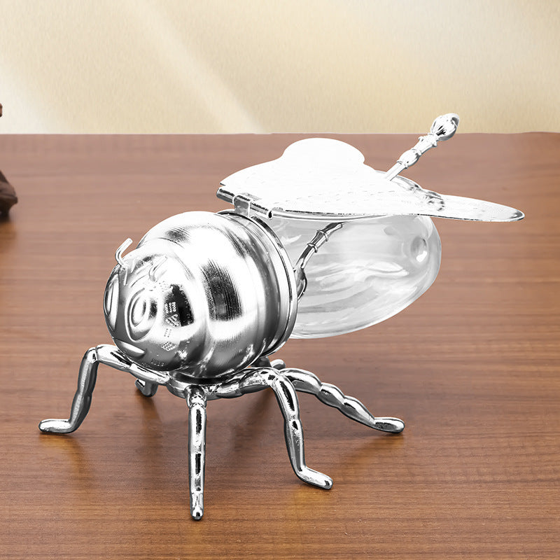 Bee Shaped Honey Jar with Spoon: Versatile Novelty Container for Condiments and Oil – Perfect for Kitchen, Festive Parties, and Everyday Use A&S Collection
