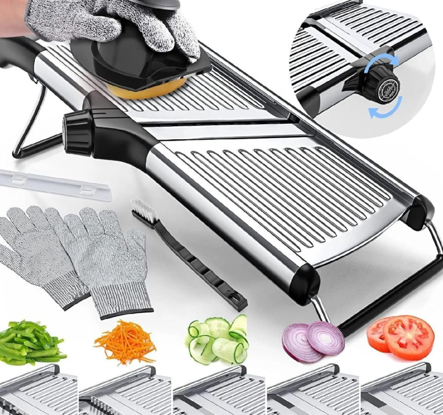Stainless Steel Chopper Set Mandolin Grater Slicer Cut Resistant Gloves A&S Collection