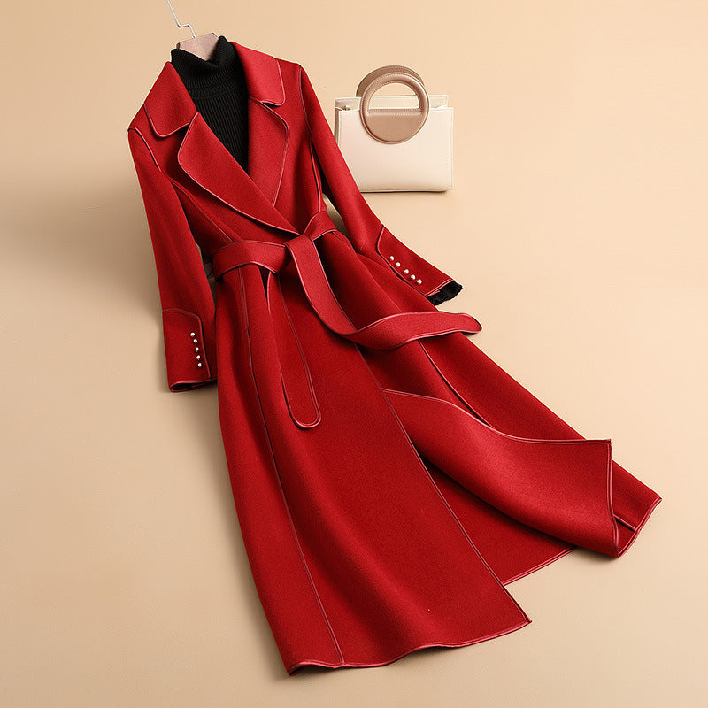 Elegant mid-length Herben-style cashmere coat, perfect for chic autumn and winter fashion." A&S Collection