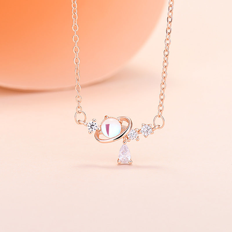 Exquisite planet necklace: trendy zircon drop, artistic and fashionable. A&S Collection
