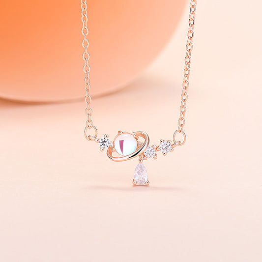 Exquisite planet necklace: trendy zircon drop, artistic and fashionable. A&S Collection