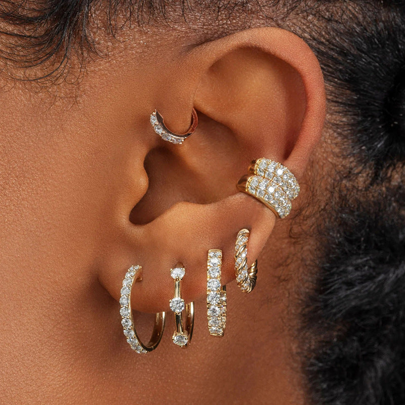 Luxury micro-et zircon ear clip fashion trend exquisite women's wind earrings batch A&S Collection