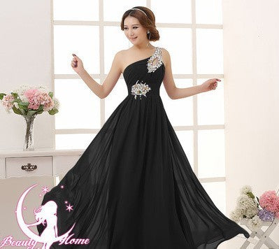 Evening dress one-shoulder dinner banquet long banquet A&S Collection