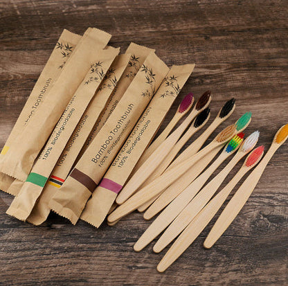 Flat Bamboo Toothbrush Kraft Paper Bag Toothbrush A&S Collection