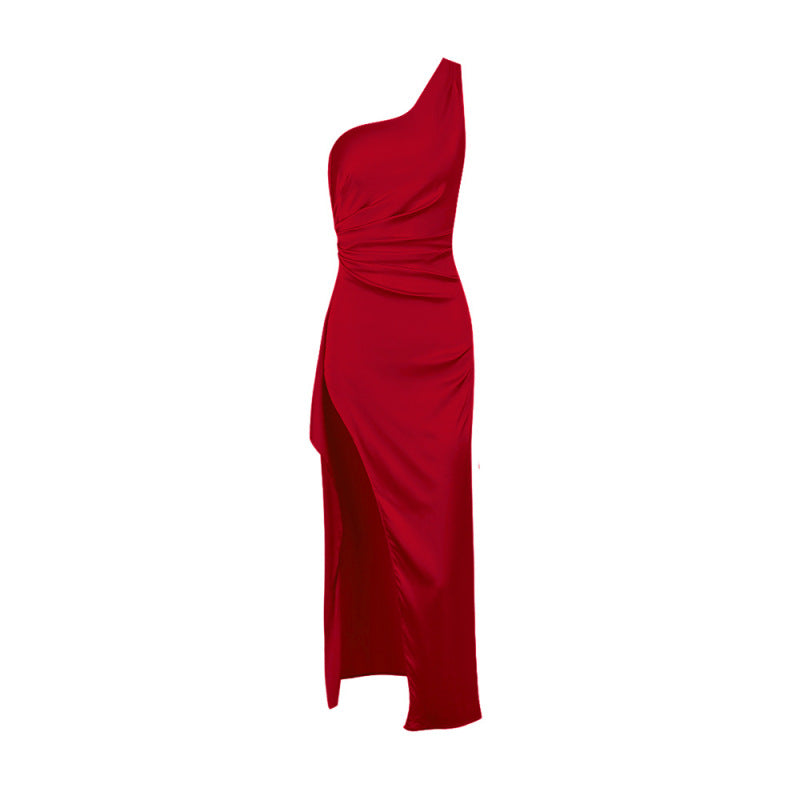 Foreign trade women's new dress sexy one-shoulder slim slit long skirt cross-border backless dress female evening dress A&S Collection