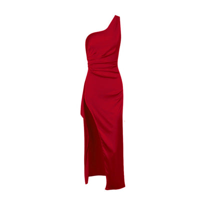 Foreign trade women's new dress sexy one-shoulder slim slit long skirt cross-border backless dress female evening dress A&S Collection