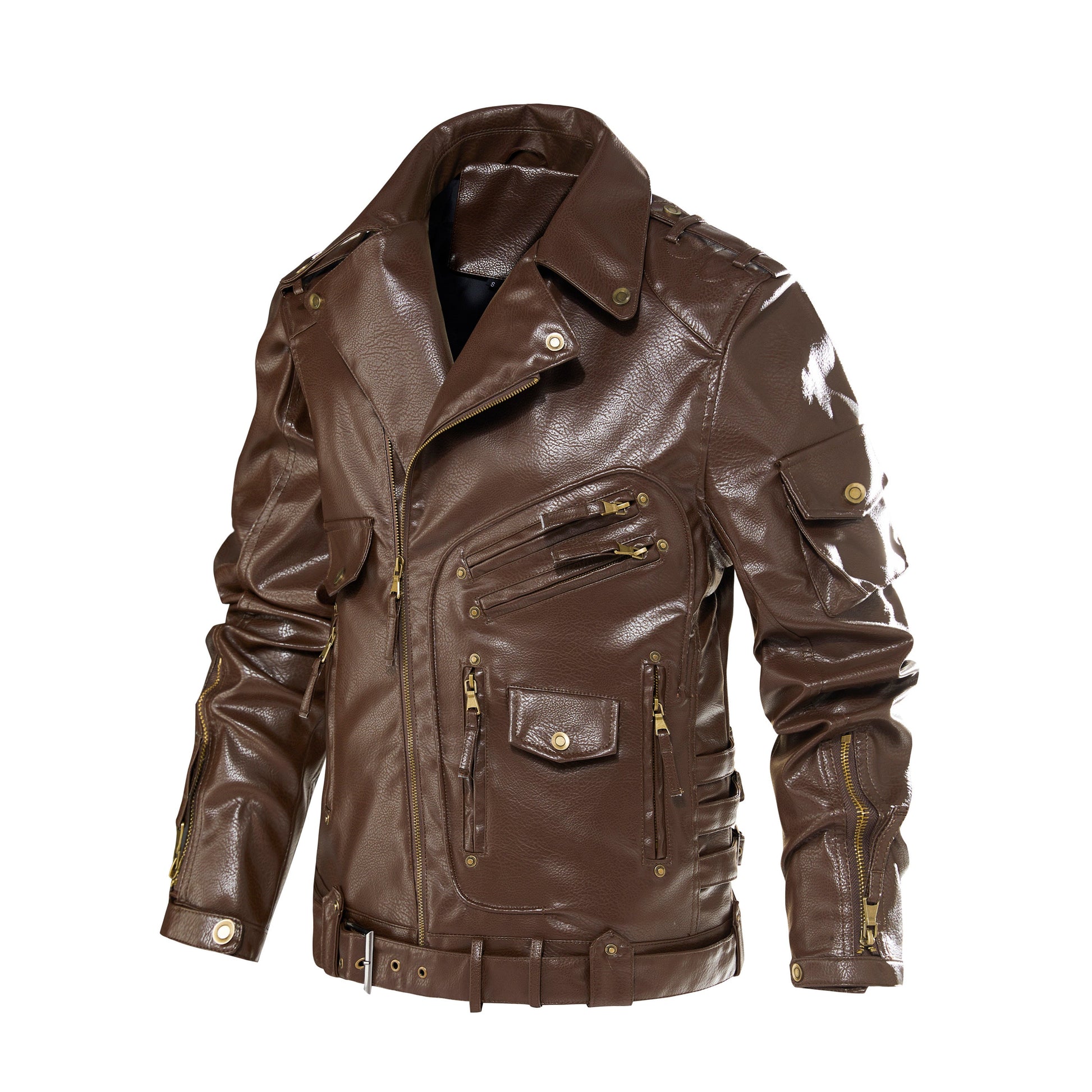 Motorcycle Leather Jacket, Punk Style PU Jacket A&S Collection