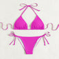 Pure Color Tied Halter Bikini Swimsuit CJ