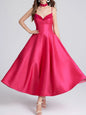 Sweetheart Spaghetti Strap Midi Dress with Collar.