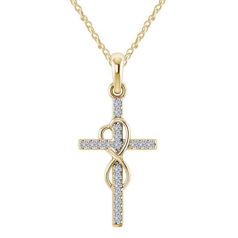 Stunning Alloy Pendant Necklace: Featuring Sparkling Diamonds and an Elegant Infinity Cross Design – Perfect for Adding Timeless Grace to Your Style CJ