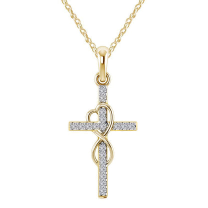 Stunning Alloy Pendant Necklace: Featuring Sparkling Diamonds and an Elegant Infinity Cross Design – Perfect for Adding Timeless Grace to Your Style CJ