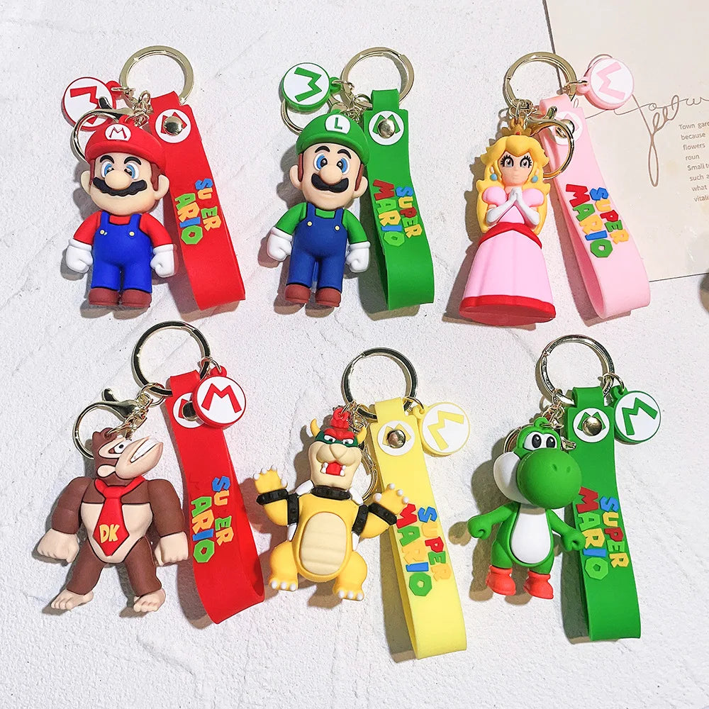 Game Super Mario Bros Keychain Anime Figure Car Decoration Backpack Pendant Accessories Kids Toy Christmas Birthday Gifts