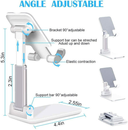 Foldable Desktop Mobile & Tablet Stand | Adjustable Cell Phone Holder for Desk & Table CJ