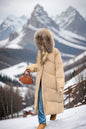 Down Cotton-padded Jacket Women's Mid-length Big Fur Collar A&S Collection