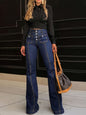 Women's Patchwork Jeans Slim Fit Slimming Stretch Flared Pants CJ
