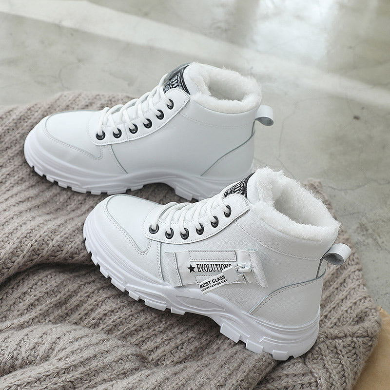 Fleece Lace-up Boots Winter Warm Short Plush High-top Shoes A&S Collection